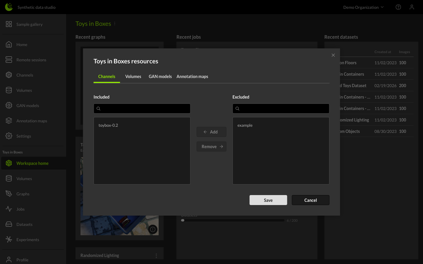 Workspace Resources Dialog