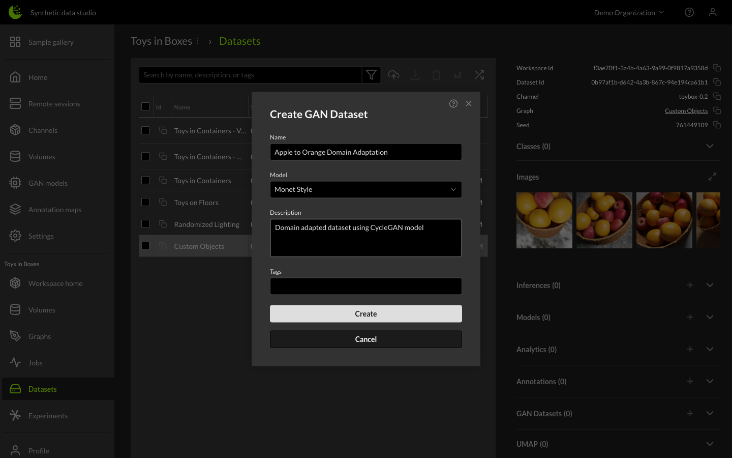 Create GAN Dataset Configuration